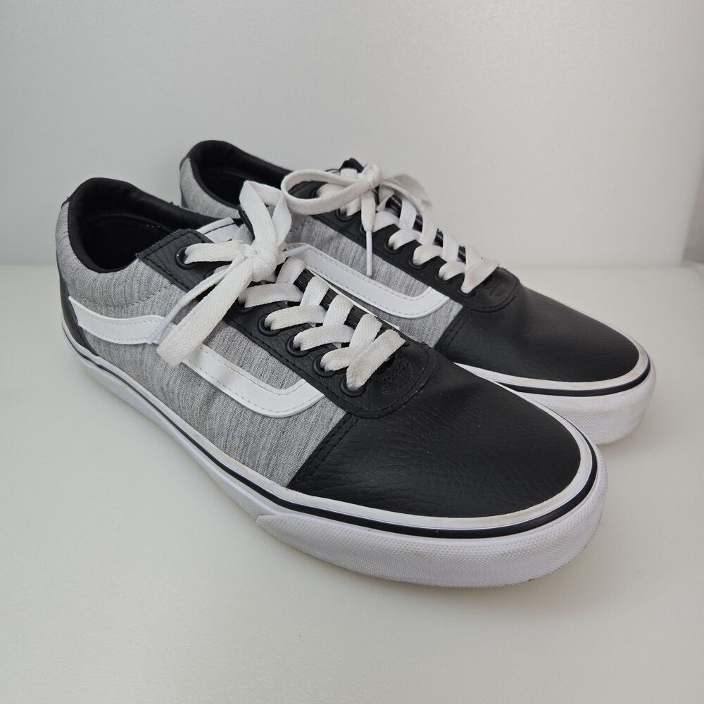 VANS Ward Leather & Canvas Sneaker Men's Size 8 Black Gray Skate Shoes Lace-up